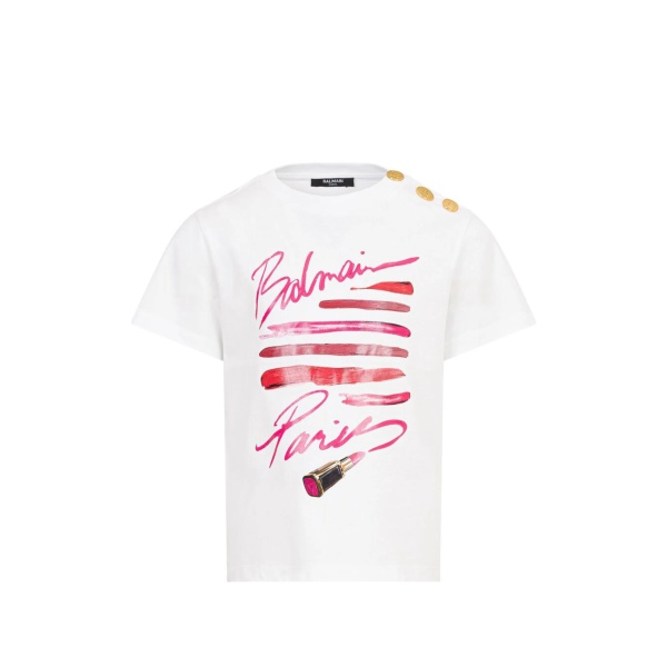 button graphic print top