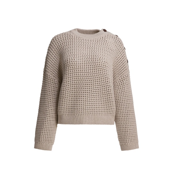 buttoned-shoulder sweater