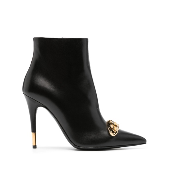 chain-detail leather ankle boots