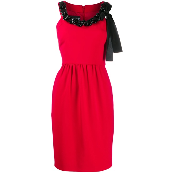 chain-embellished crepe dress