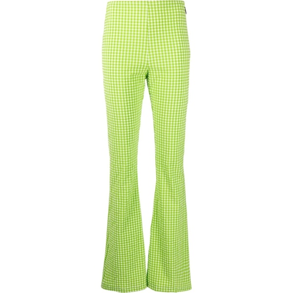 check-pattern flared trousers