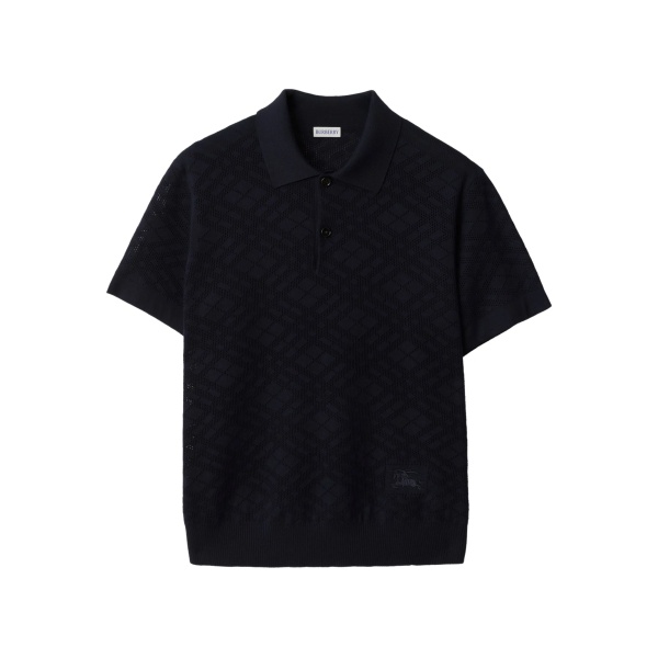 check-wool polo shirt