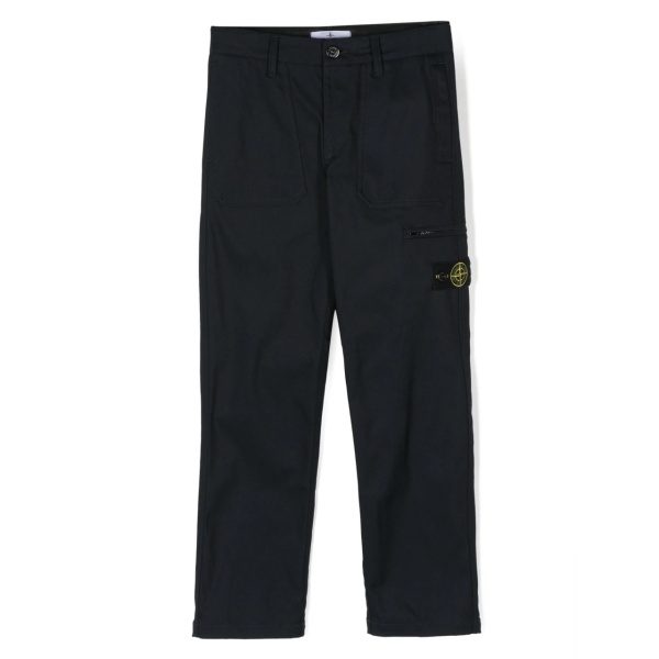 Compass-patch straight-leg trousers
