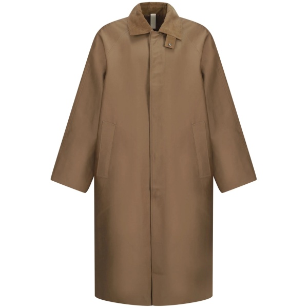 corduroy-collar trench coat