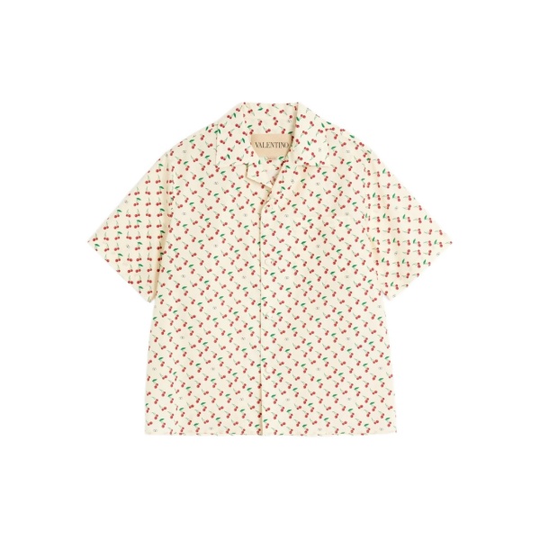 COTTON POPLIN BOWLING SHIRT WITH CHERRYFIC PRINT