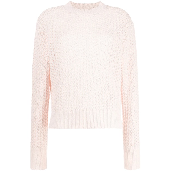 crew-neck pointelle-knit jumper