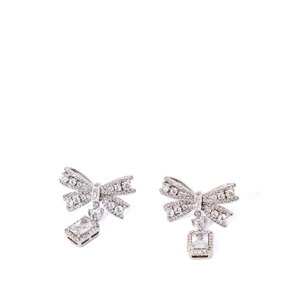 crystal bow drop earrings