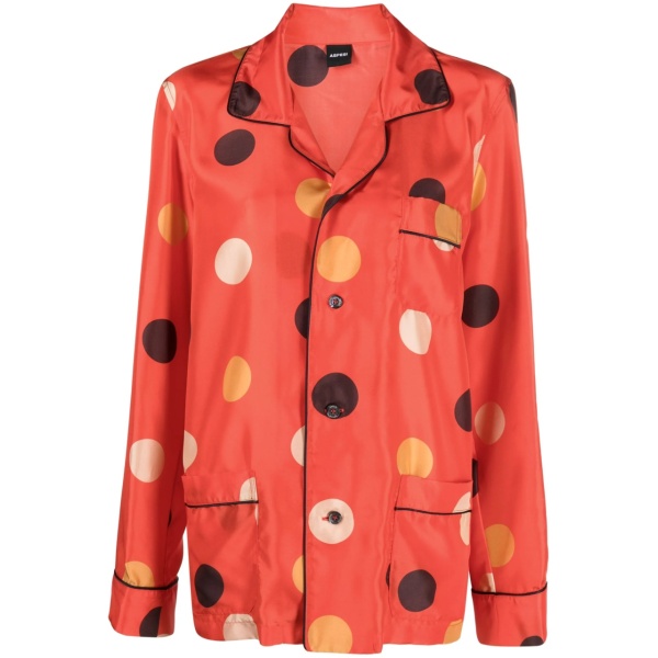 dot-print silk shirt