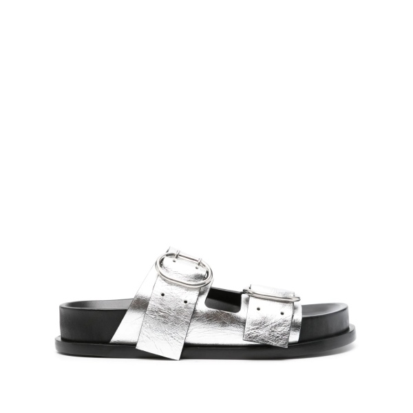 double-buckle leather sandals