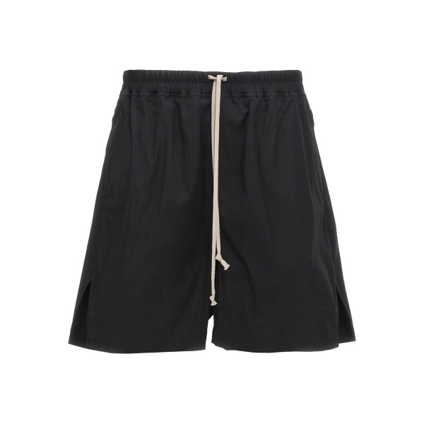 drawstring split cotton shorts