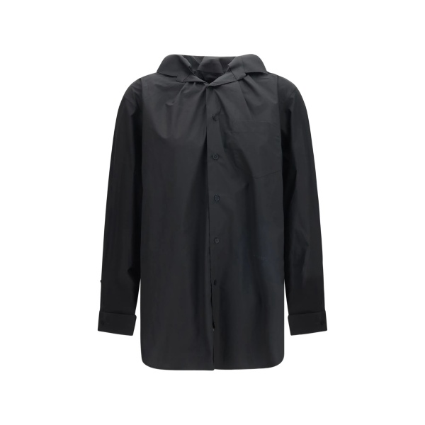 elasticated-collar long-sleeved shirt
