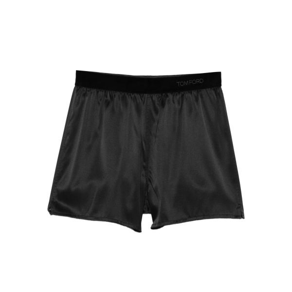 elasticated-waistband pajama shorts