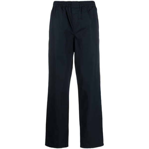 elasticated-waistband straight-leg trousers