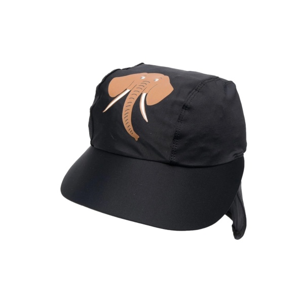 elephant-print neck-flap cap
