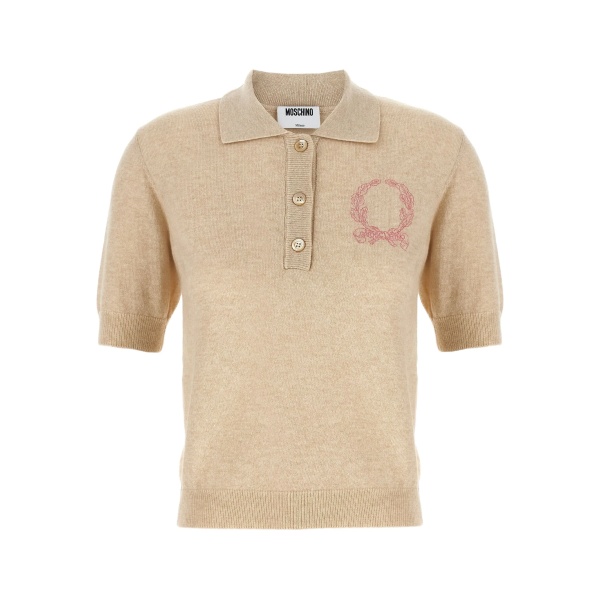 embroidered knited polo top