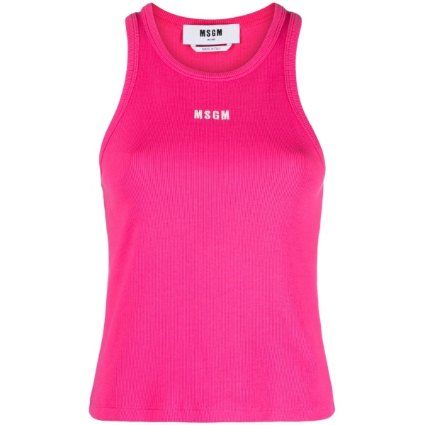 embroidered-logo ribbed tank top