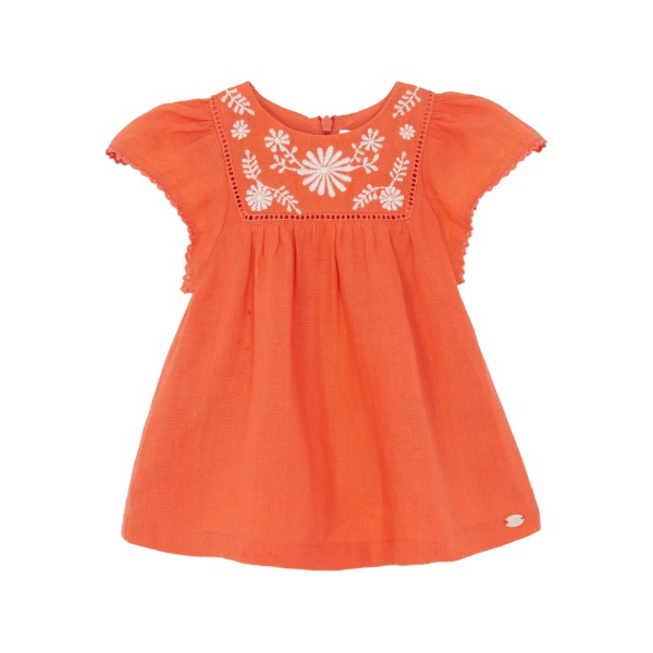 embroidered short-sleeves dress