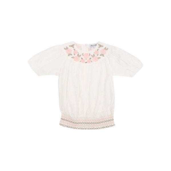 embroidered smocked blouse