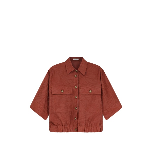 embroidery flap-pocket shirt
