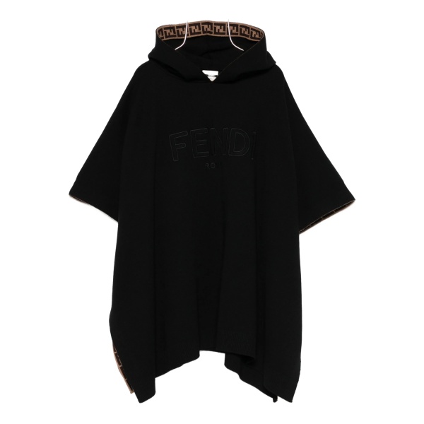 FF-motif hooded poncho