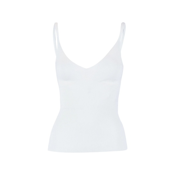 fine-ribbed V-neck tank top