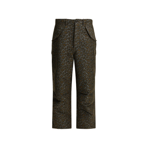 flap-pocket leopard print trousers