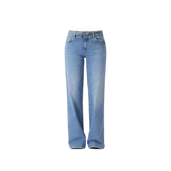 flared buckle jeans