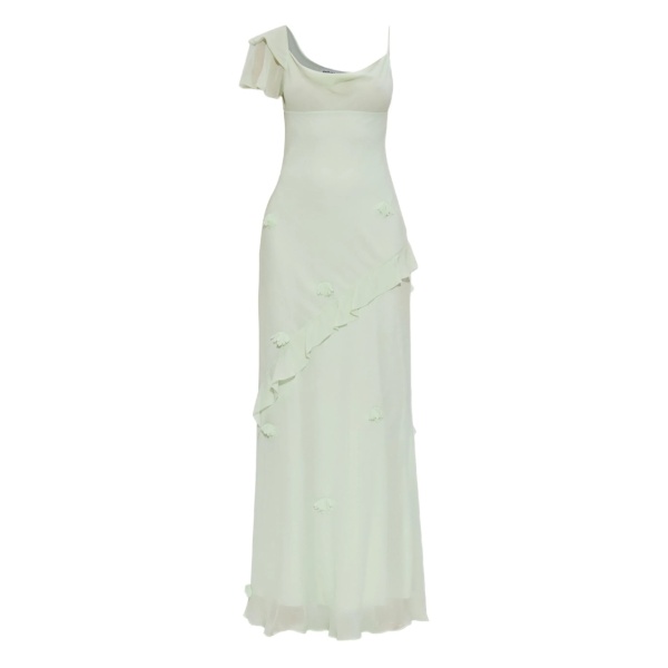 floral-appliqué georgette maxi dress