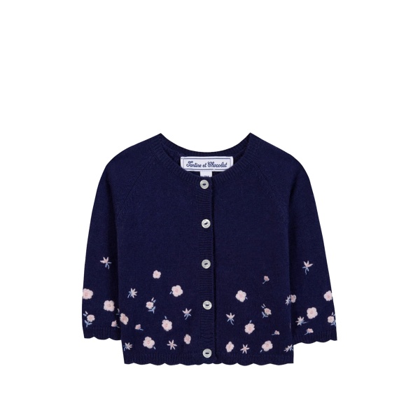 floral-embellished scalloped cardigan