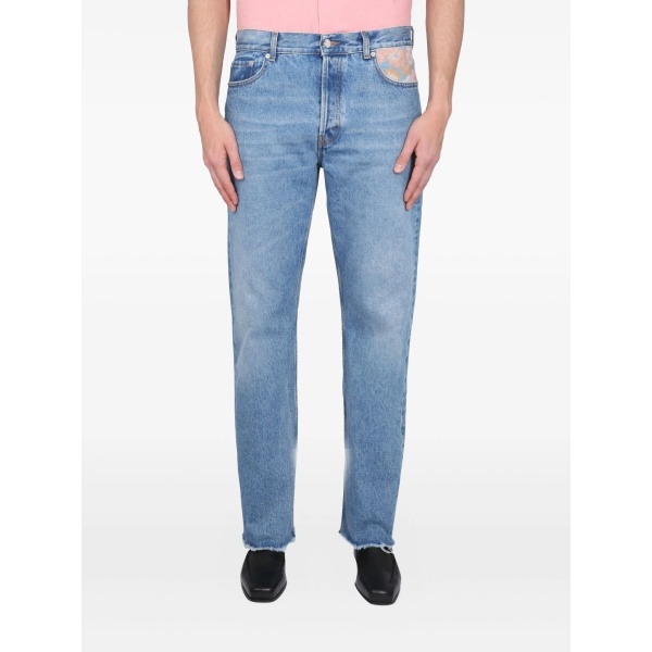 floral-panel jeans