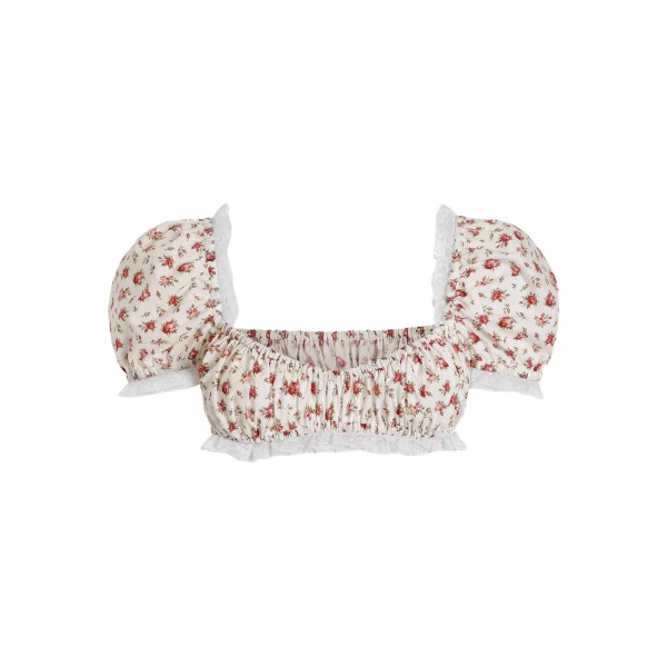 floral-print cropped top