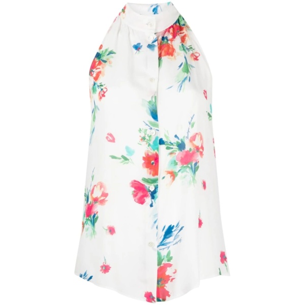 floral-print halterneck blouse