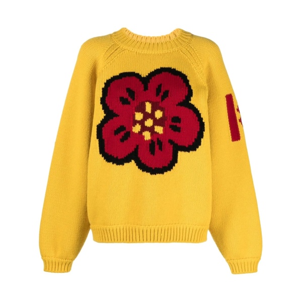 floral-print wide-sleeved jumper