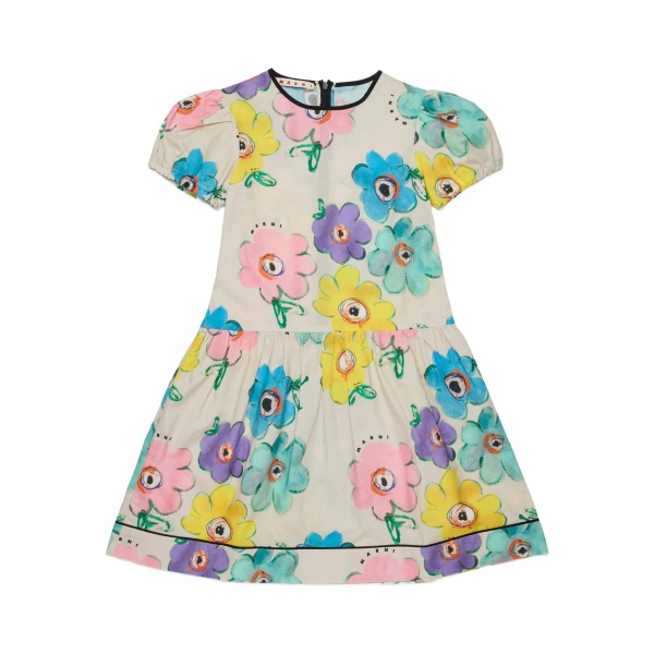 floral puff-sleeve dress
