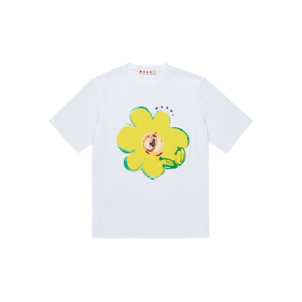 flower-appliqué T-shirt