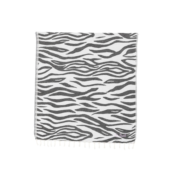 Foutas J N zebra-print fringed beach towel