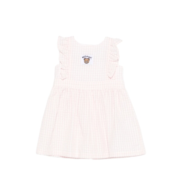 gingham-pattern ruffled dress