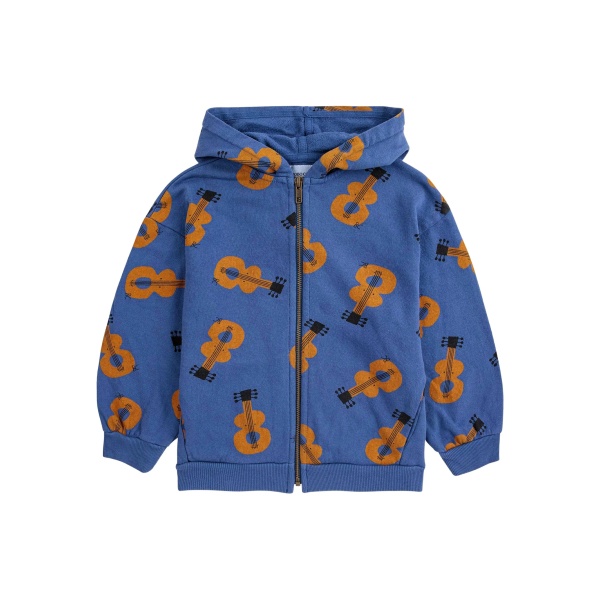 guitar-print zip-up hoodie