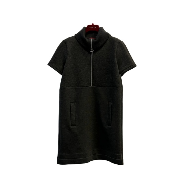 half-zip roll-neck mini dress