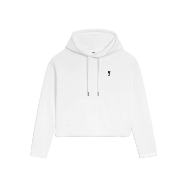 heart-embroidered cotton-fleece hoodie