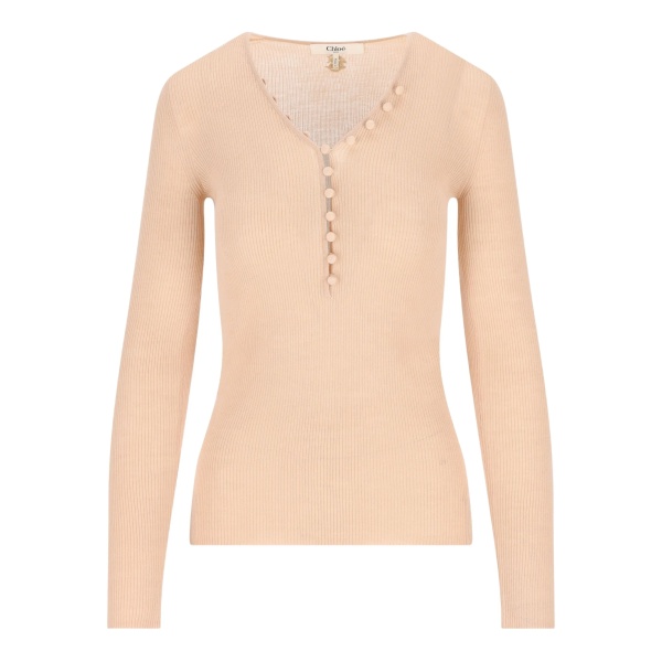 Henley ribbed button-front T-shirt