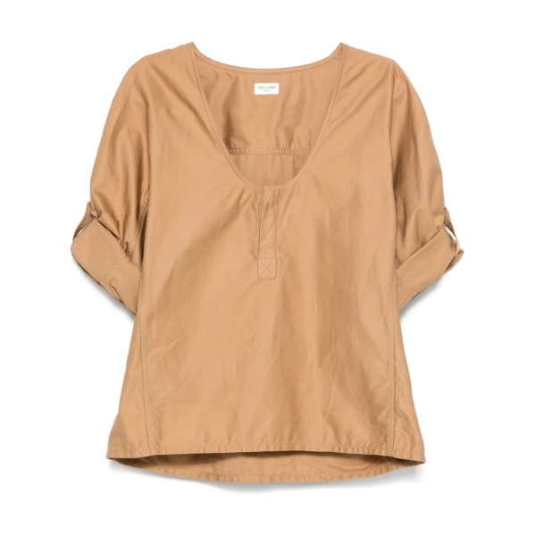 Henley twill-weave blouse