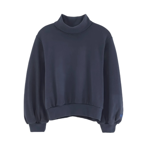 high-neck balloon-sleeve sweatshirt
