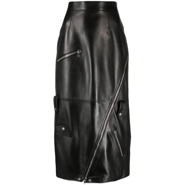 high-waisted polished-finish skirt