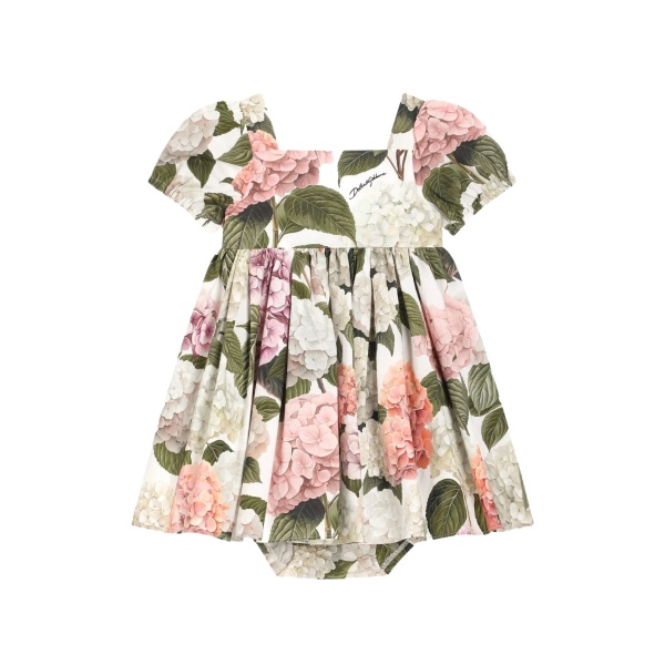 Hydrangea-print poplin dress