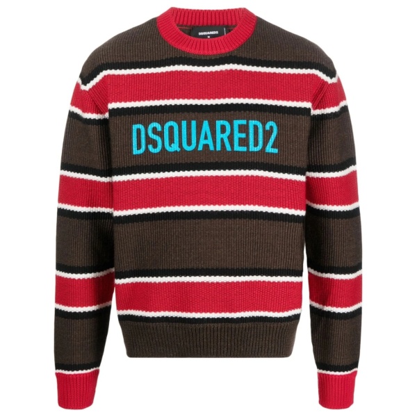 jacquard logo striped jumper