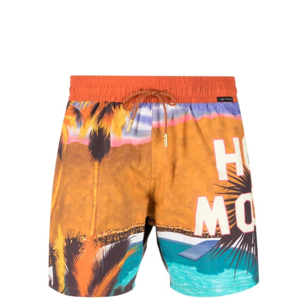 landscape-print swim shorts