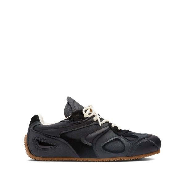 leather panelled lace-up sneakers