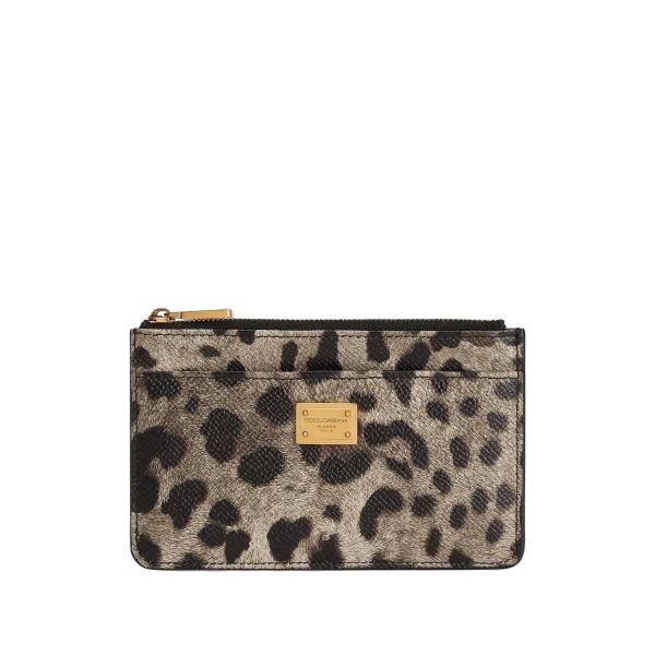 leopard-print plaque wallet