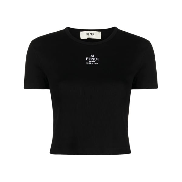 logo-embroidered cropped cotton-blend T-shirt